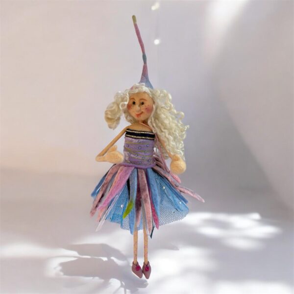 fairy made from wool in soft pastel colours